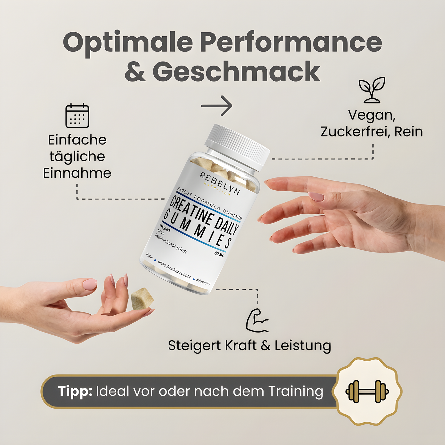 Kreatin Gummies 3 g Kreatin pro Tag – einfach & lecker