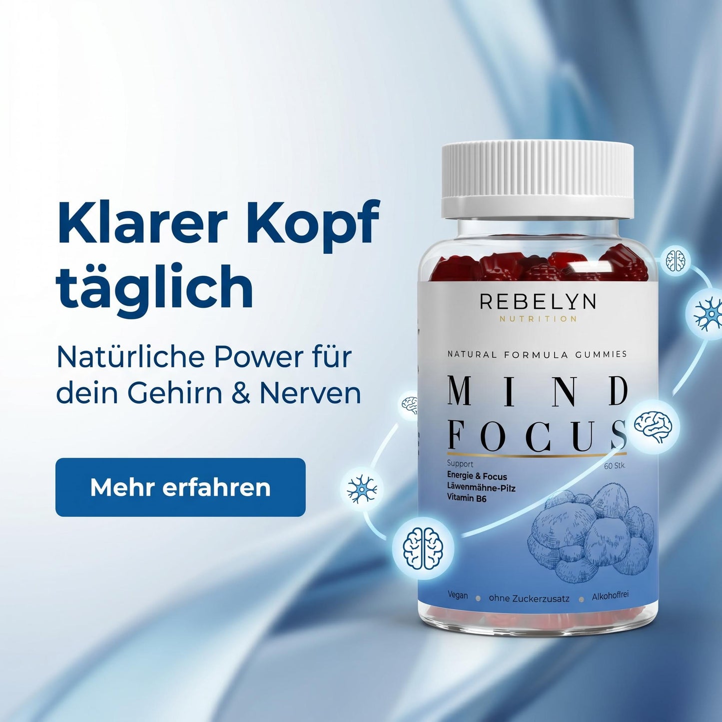 Löwenmähne + Vitamin B6 Gummies - 60 Stk.