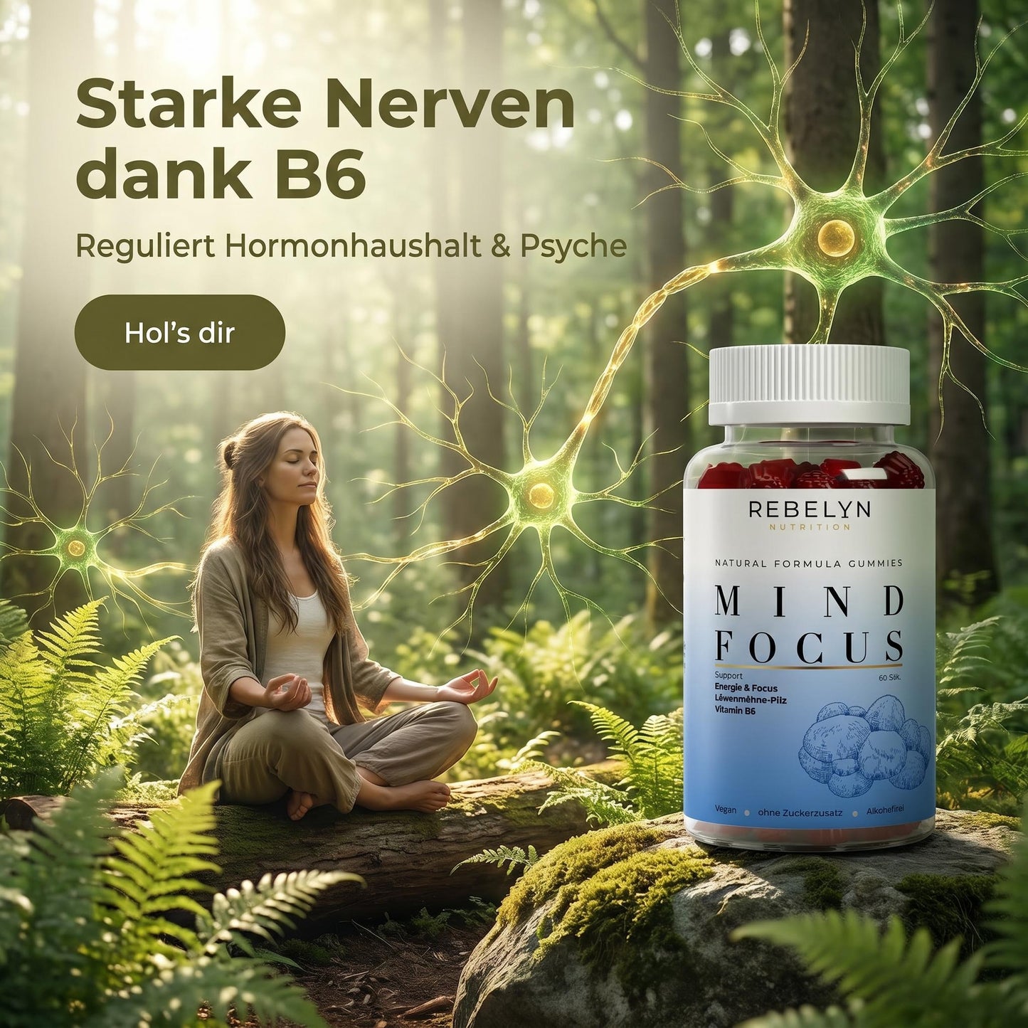 Löwenmähne + Vitamin B6 Gummies - 60 Stk.
