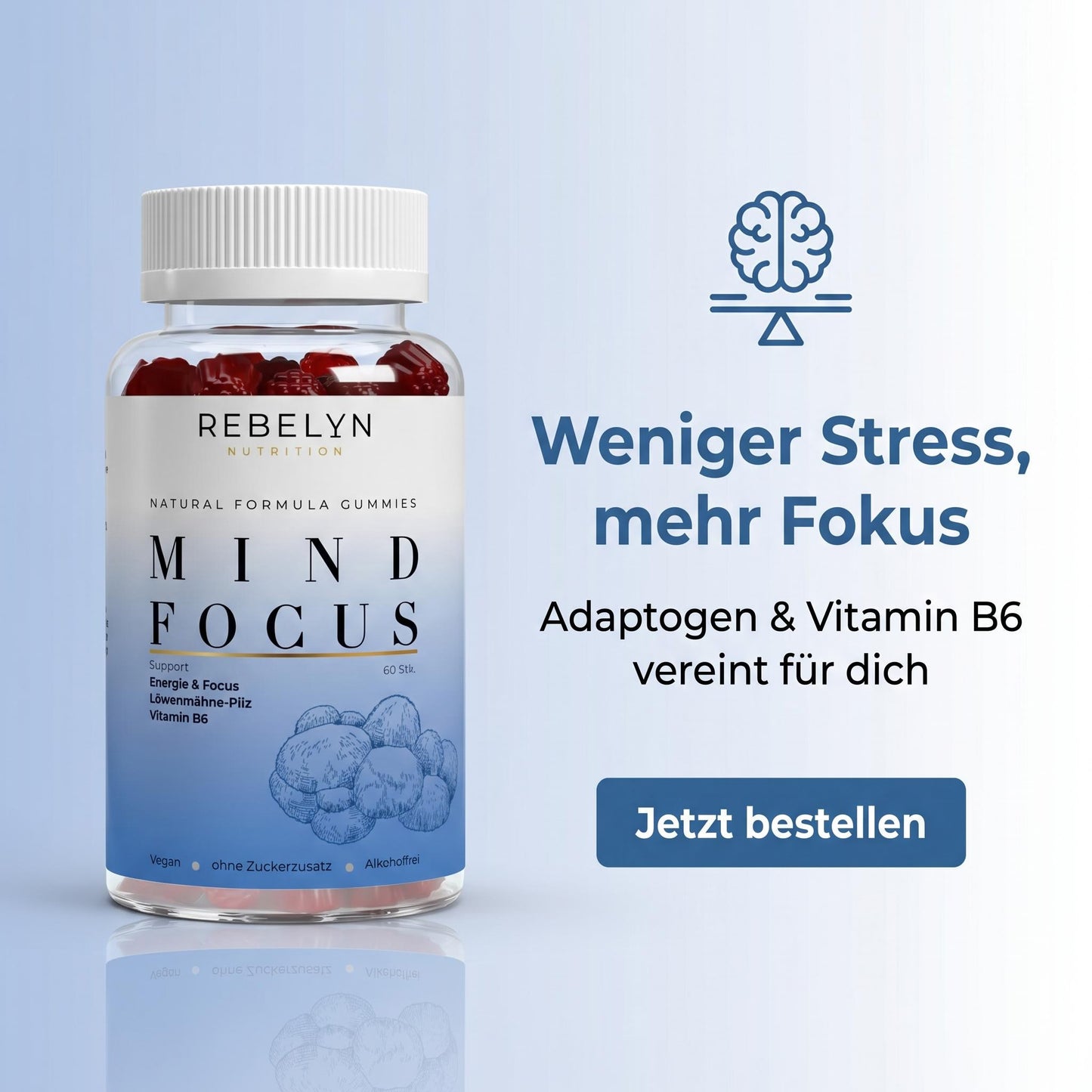 Löwenmähne + Vitamin B6 Gummies - 60 Stk.